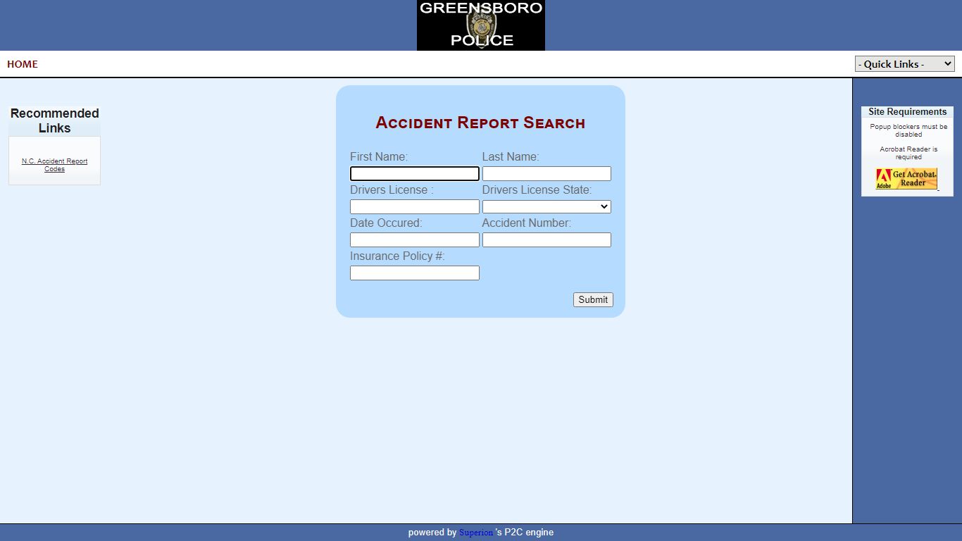 Greensboro Police Department P2C - provided by OSSI